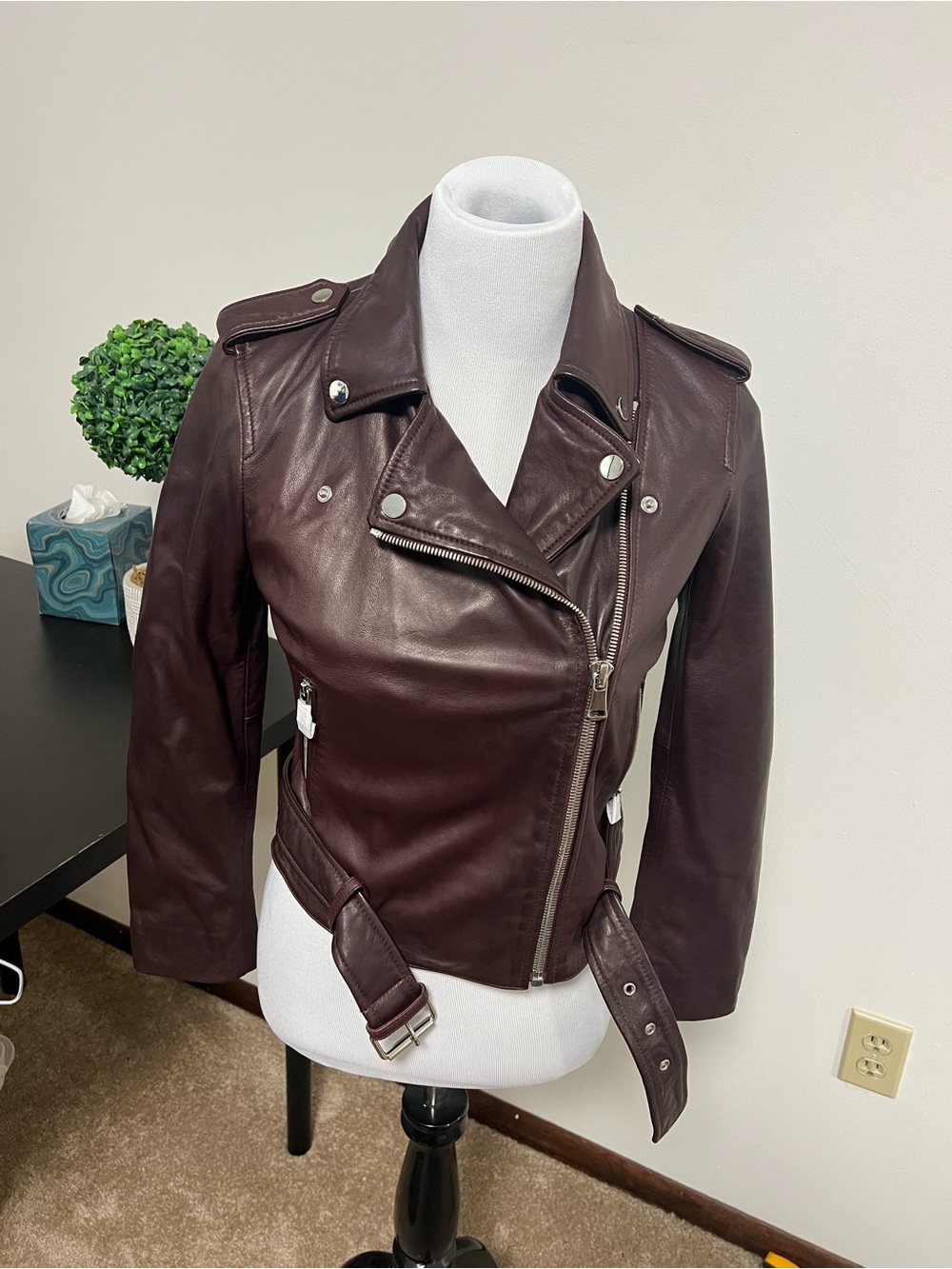 NWT AG Leather Jacket - Deep Burgundy